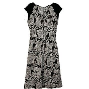 Alex Marie Black/White Printed A Line Dress Medium